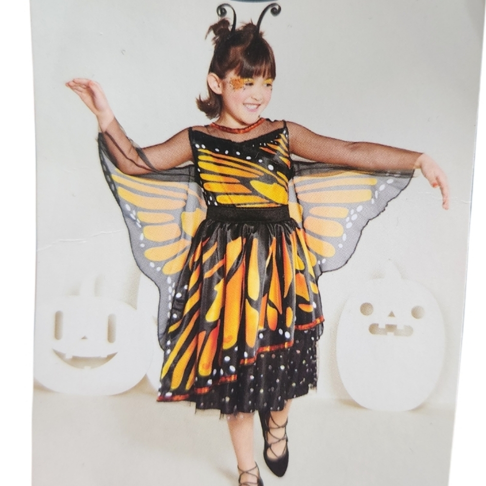Kids Monarch Butterfly Costume Dress - Black & Orange